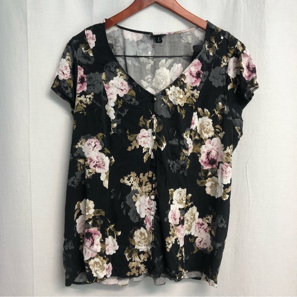 torrid Tops - Torrid Black Floral Boho Corset Blouse 2X
